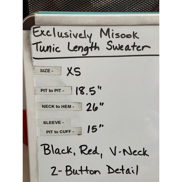 Exclusively Misook Women's Black & Red V-Neck Tunic Length Sweater Size XS‎ - Picture 6 of 6
